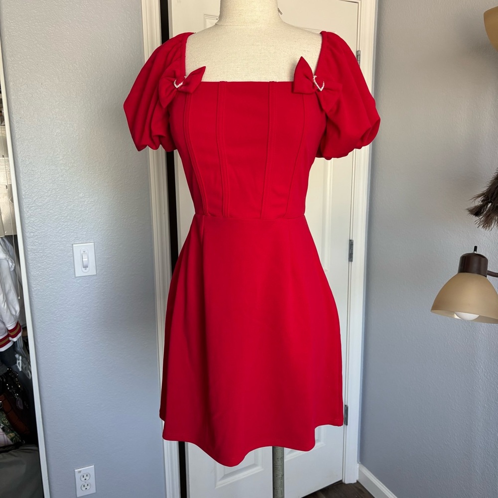 Red mini dress
